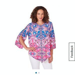 RUBY RD FLOWY PAISLEY PRINT TOP XL